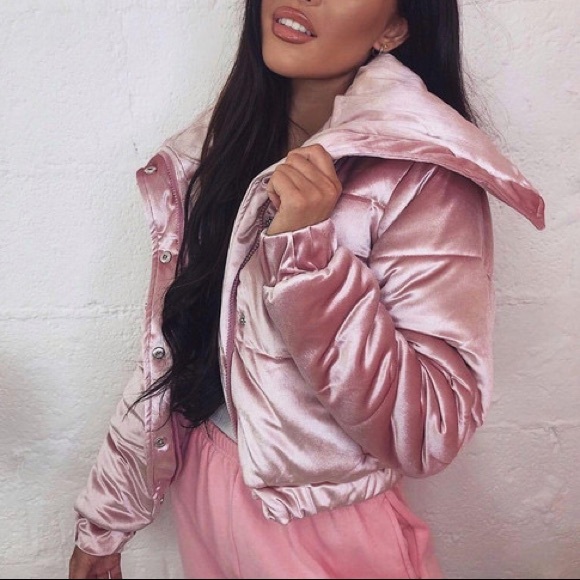 MESHKI Jackets \u0026 Coats | Serena Velvet Puffer Jacket by MESHKI | Color: Pink | Size: S | Fmb48's Closet